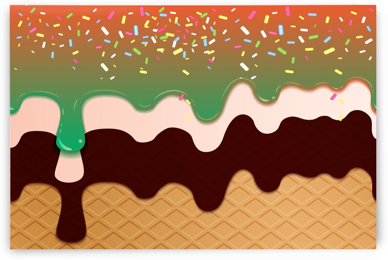 Orange Green Creamy Waffle Art by rizu_designs