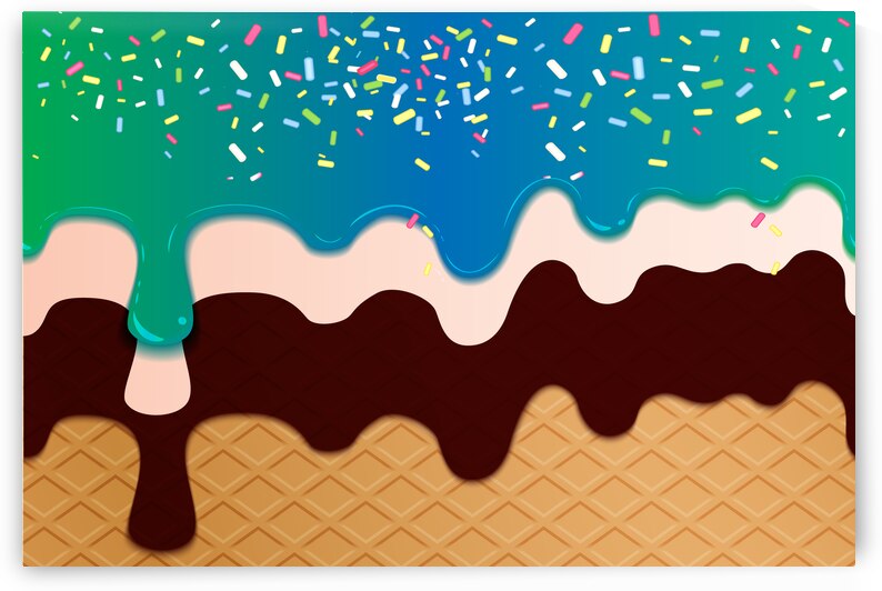 Blue Green Creamy Waffle Art by rizu_designs