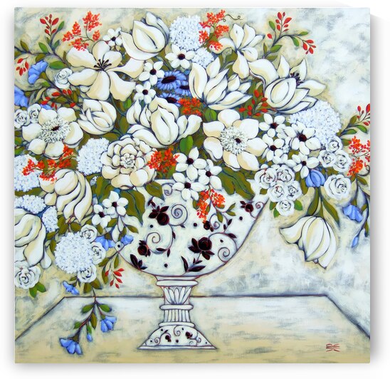 White Tulips and Peonies by Karen Rieger