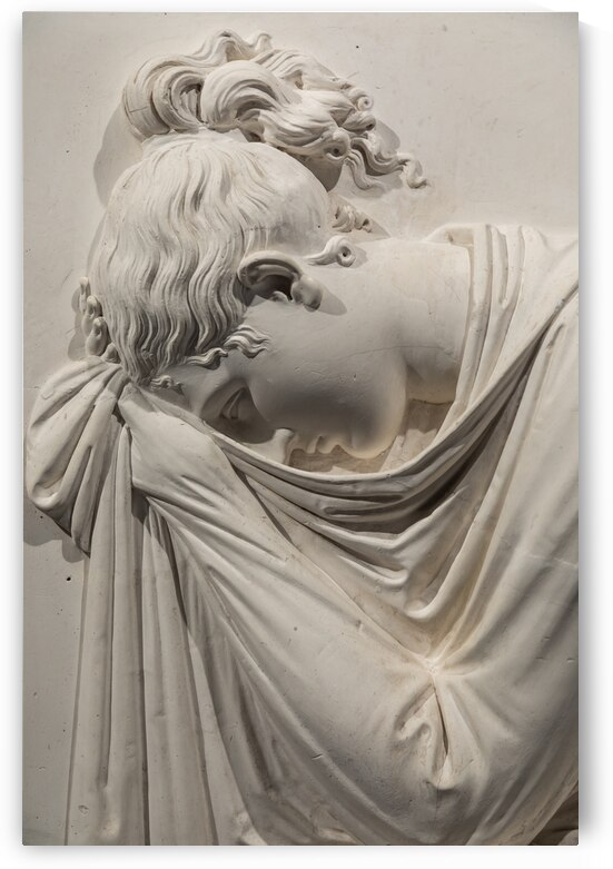 Funeral sculpture by Antonio Canova. Marble memorial on tombston by Paolo Modena