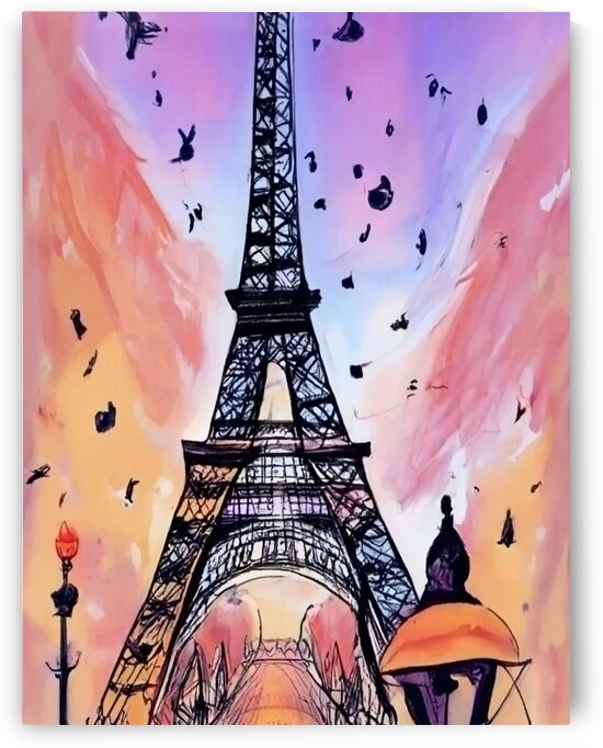 Modern painting of the Eiffel Tower Paris by Aroness