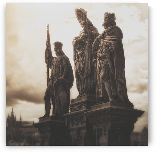 Statues along Karl Bridge; Prague, Czech Republic by PacificStock
