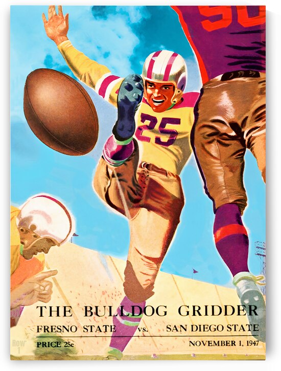 1947 Fresno State vs. San Diego State Football Art by Row One Brand