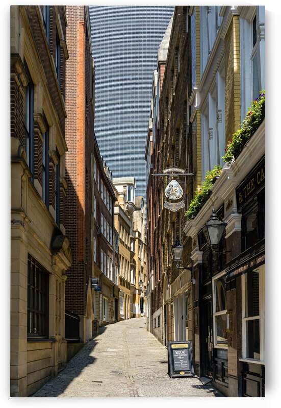 Lovat Lane in the City of London with skyscrapers filling sky by Steve Heap