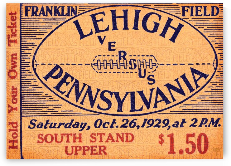 1929 Penn vs. Lehigh Football Ticket Art by Row One Brand