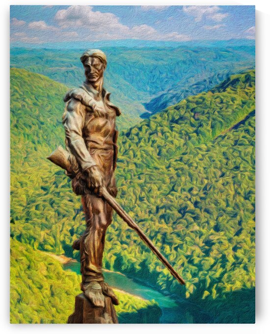 Mountaineer surveys his territory in oil painting by Steve Heap