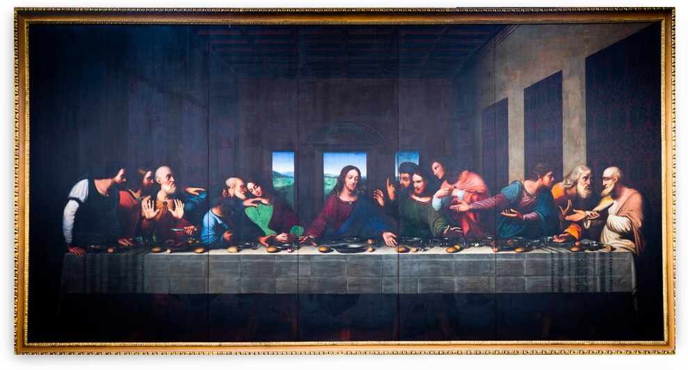 The painting of Last Supper in Turin Duomo after Leonardo da Vin by Paolo Modena