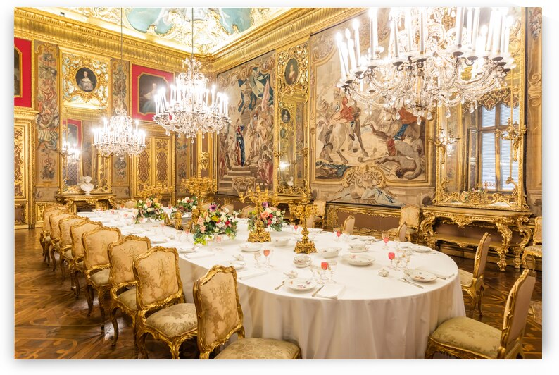 Royal Palace Dining Room. Luxury elegant ancient interior vinta by Paolo Modena