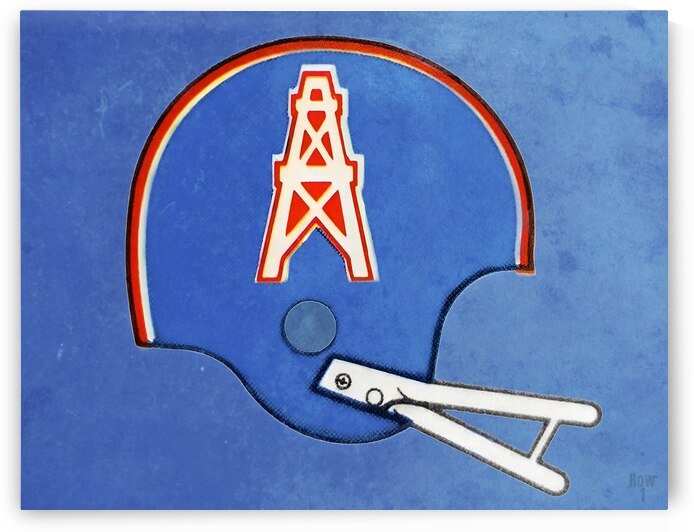 Throwback Houston Oilers Football Helmet Art by Row One Brand