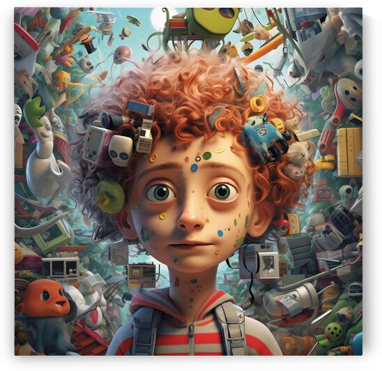 Exploration de limaginaire : Le visage captivant dun enfant roux frise en gros plan by Melissa Lefebvre