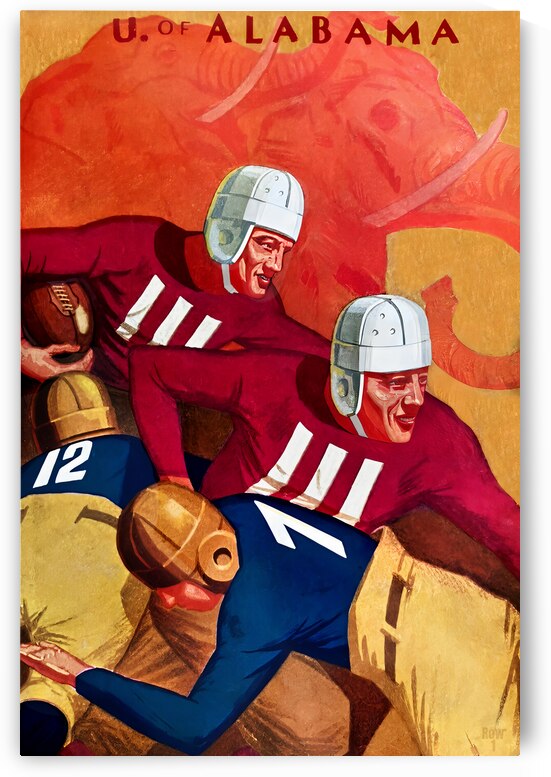 1932 Alabama Red Elephants Football Art by Row One Brand