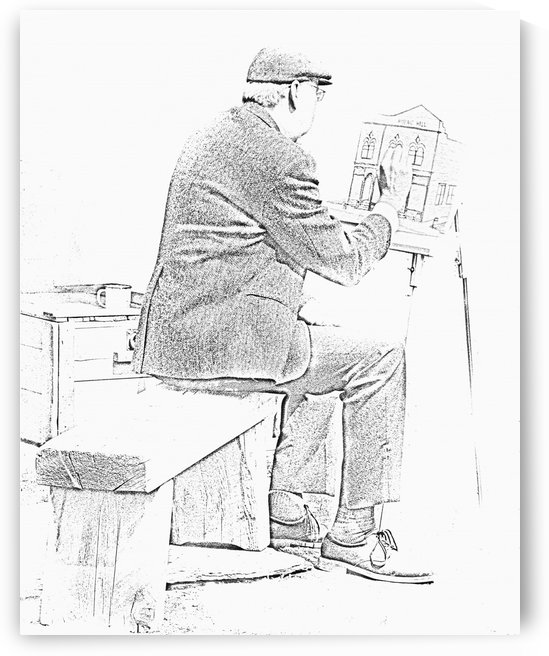 Sketch of old man painting; Alberta, Canada by PacificStock