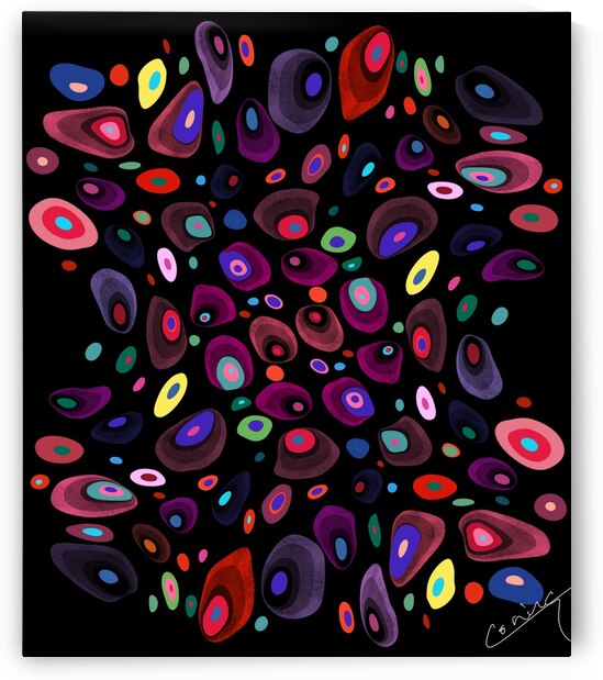 Joyful Mosaic of Vibrant Pebbles Print - Abstract Art Print by Corina Ioana