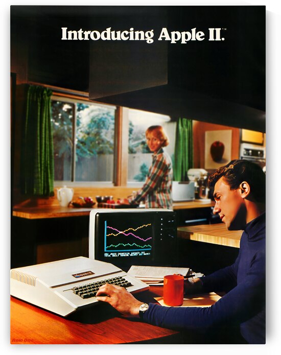 1977 Apple II Computer Advertisement Art by Row One Brand