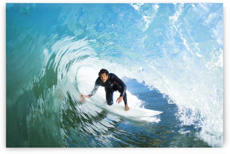Surfer On Blue Ocean Wave by PacificStock