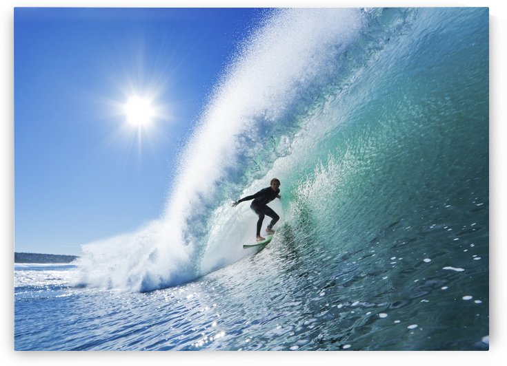 Surfer On Blue Ocean Wave by PacificStock