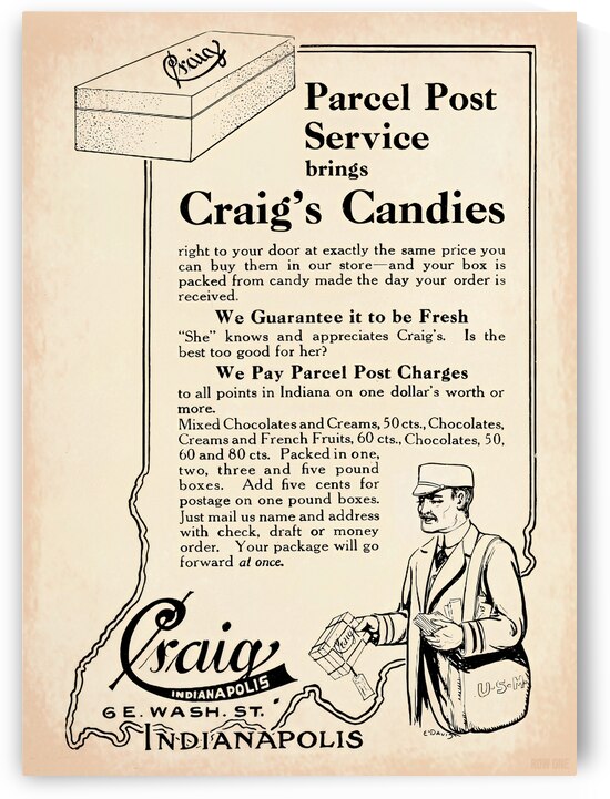 Vintage Indianapolis | Craigs Candy Advertisement  by Row One Brand