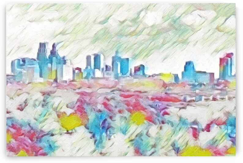 Houston Skyline Mid-Century by aiddia