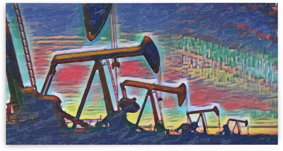 Texas Oilfield at Sunset by aiddia