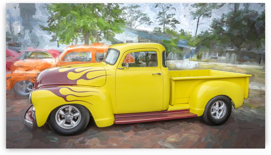1955 Yellow Chevrolet 5 Window Pick Up Truck 3100 Series X 3 by Rich Franco