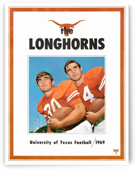 1969 Texas Longhorns Football Art by Row One Brand