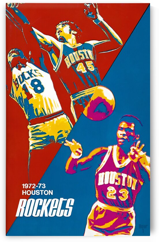 1972 Houston Rockets Basketball Art by Row One Brand