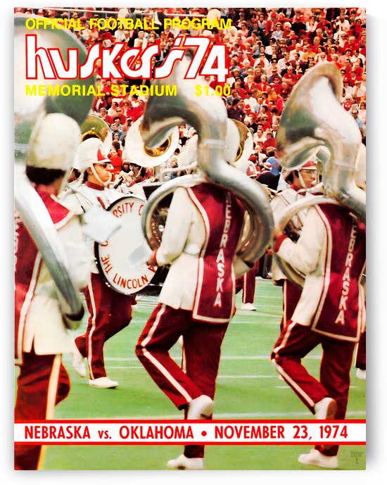 1974 Oklahoma vs. Nebraska Football Cover Art by Row One Brand