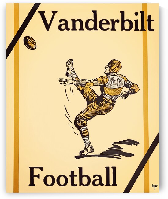 Vintage Vanderbilt Football Art by Row One Brand