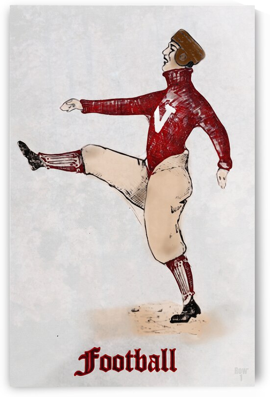 Early 1900s Nebraska Football Punt Art by Row One Brand