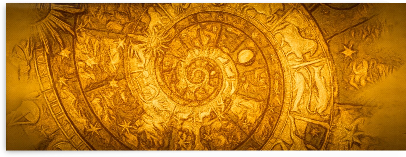 Astrological background. Vintage illustration art grunge design by Paolo Modena