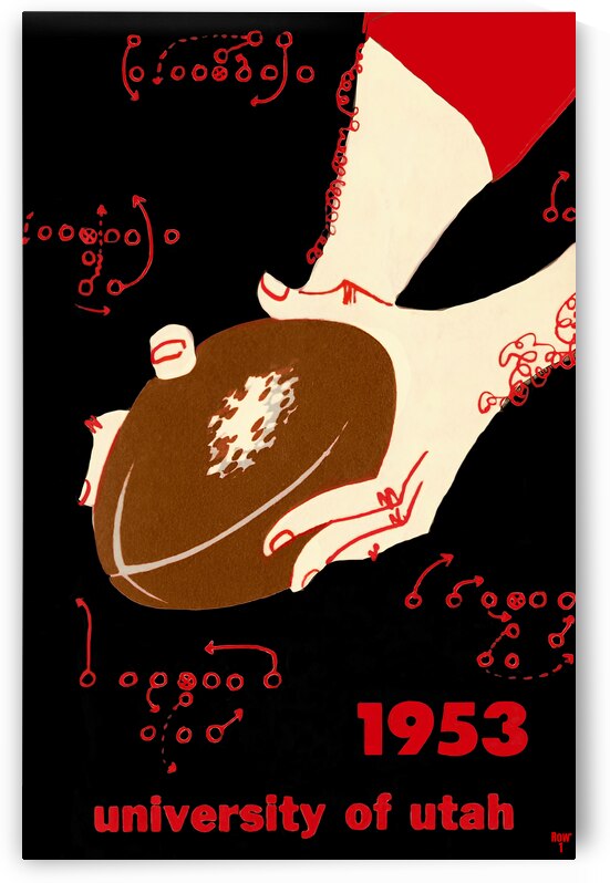 1953 University of Utah Football Art by Row One Brand