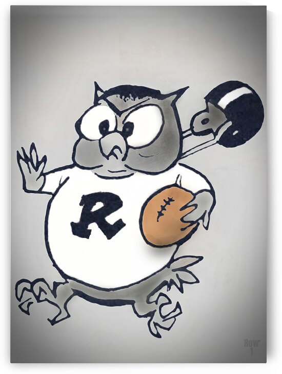 Vintage Rice Owl Football Cartoon Art by Row One Brand