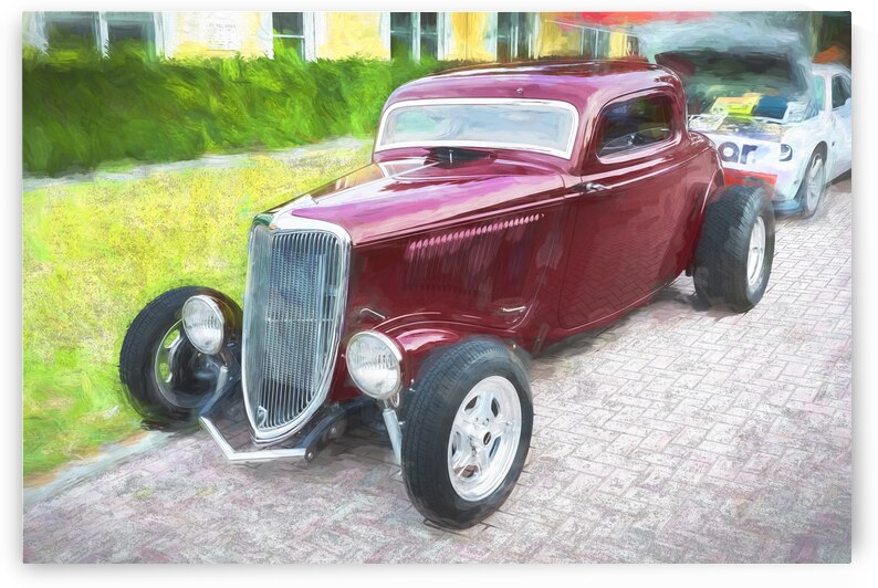 1934 Burgundy Ford Hot Rod X 4 by Rich Franco