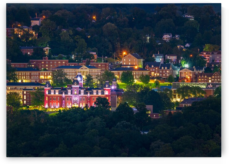 Downtown campus of West Virginia university at nightfall by Steve Heap
