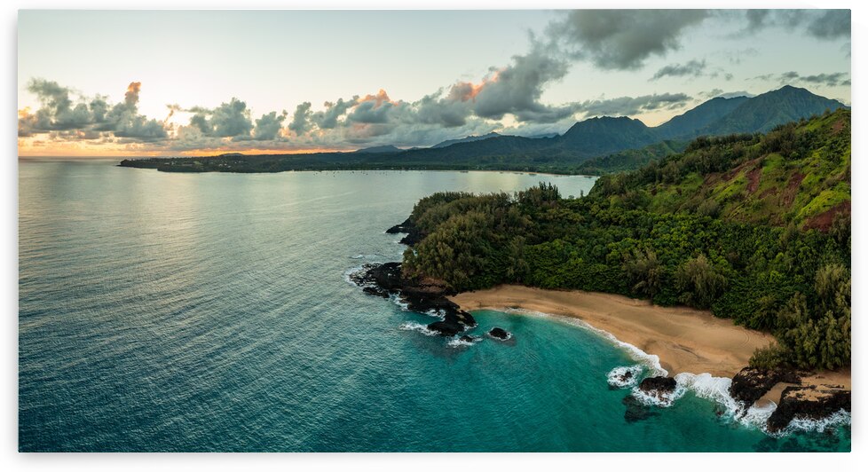 Aerial image of Lumahai Beach on the north shore of Kauai by Steve Heap
