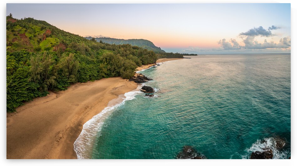 Aerial image of Lumahai Beach on the north shore of Kauai by Steve Heap