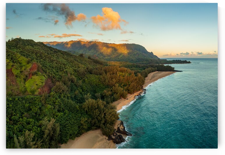 Aerial image of Lumahai Beach on the north shore of Kauai by Steve Heap