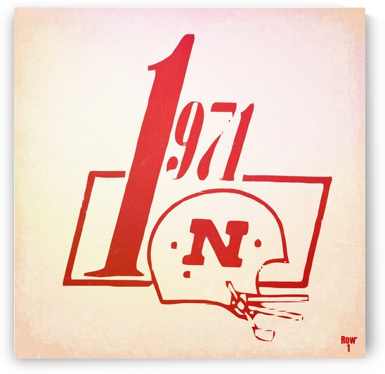 1971 Nebraska Cornhuskers Helmet Art by Row One Brand