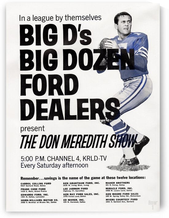 1967 Don Meredith Show Ad by Row One Brand