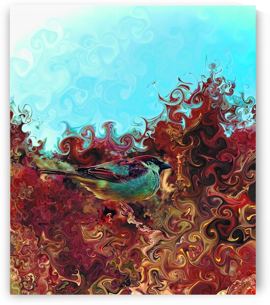 The Little Bird and the Sunrise - Tropical Art Print by Corina Ioana