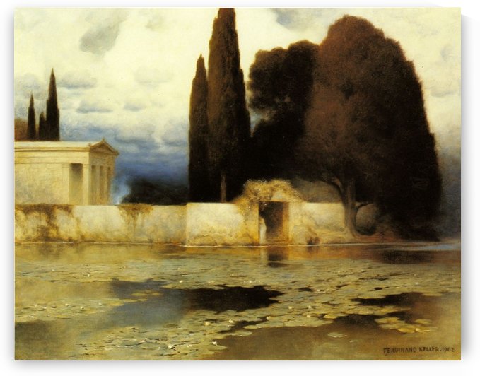 Landscape of a house by Ferdinand Keller