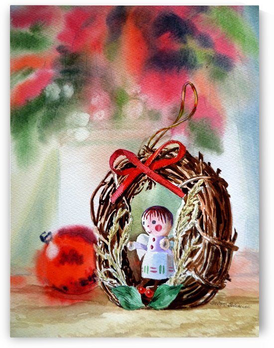 Christmas Angel Festive Ornament by Irina Sztukowski