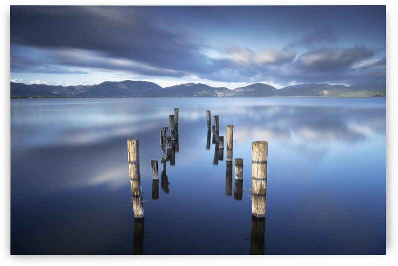 Wooden pier remains. Lake Massaciuccoli. by Stefano Orazzini