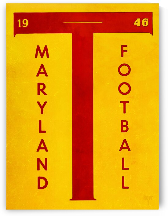 1946 Maryland Block T Football Art by Row One Brand