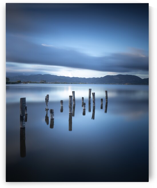 Wooden pier remains. Lake Massaciuccoli. Italy by Stefano Orazzini