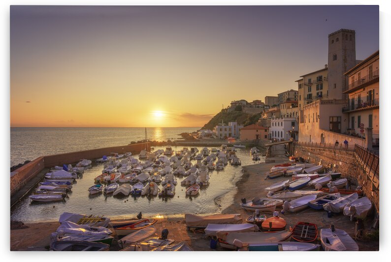 Boats in the Marina of Piombino at sunset. Italy by Stefano Orazzini