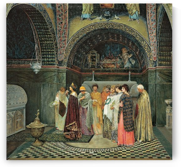 Peolpe praying at the church by Vasily Sergeyevich Smirnov