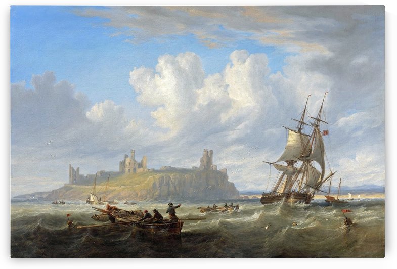 Shipping off Dunstanborough Castle, Northumberland 1844 by John Wilson Carmichael