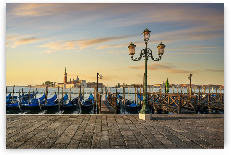 Gondolas and San Giorgio church. Venice by Stefano Orazzini