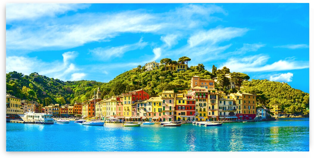 Portofino luxury village panoramic view. Liguria Italy by Stefano Orazzini